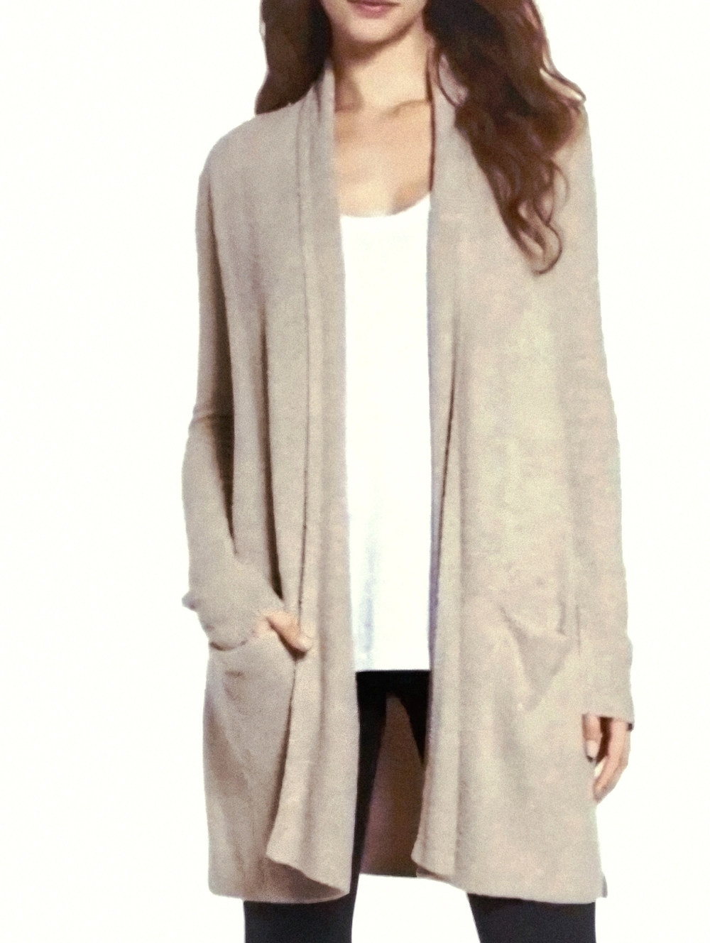Barefoot Dreams Cozychic Lite Essential Long Cardigan in Taupe Size XL
